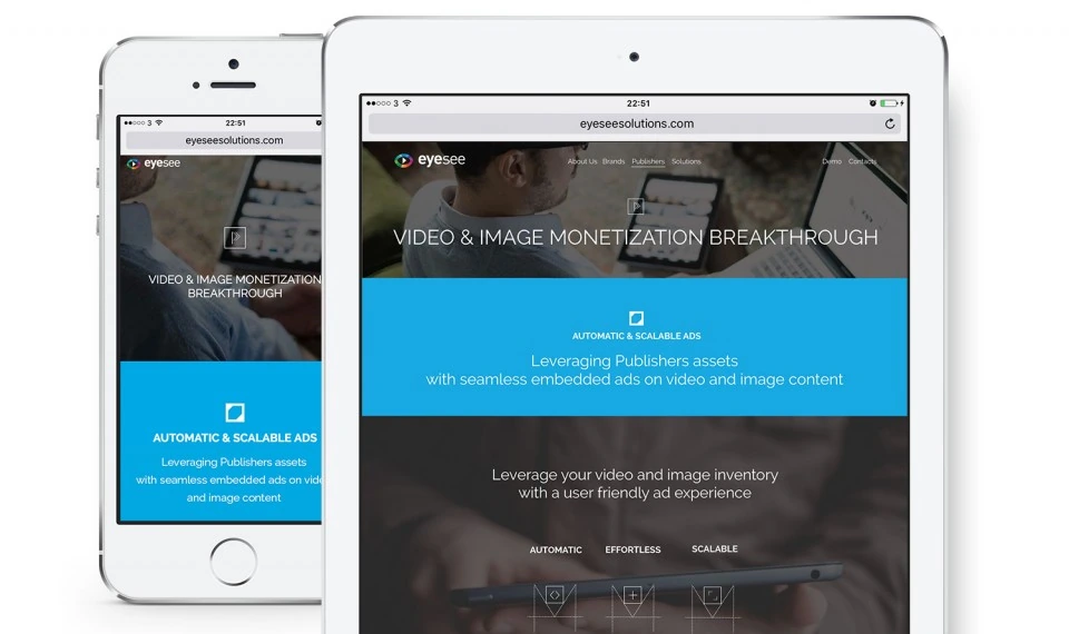 EyeSee video and image monetization page mockup