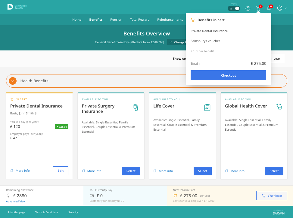 Desktop cart popover