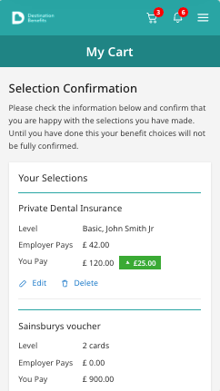 Mobile selection confirmation